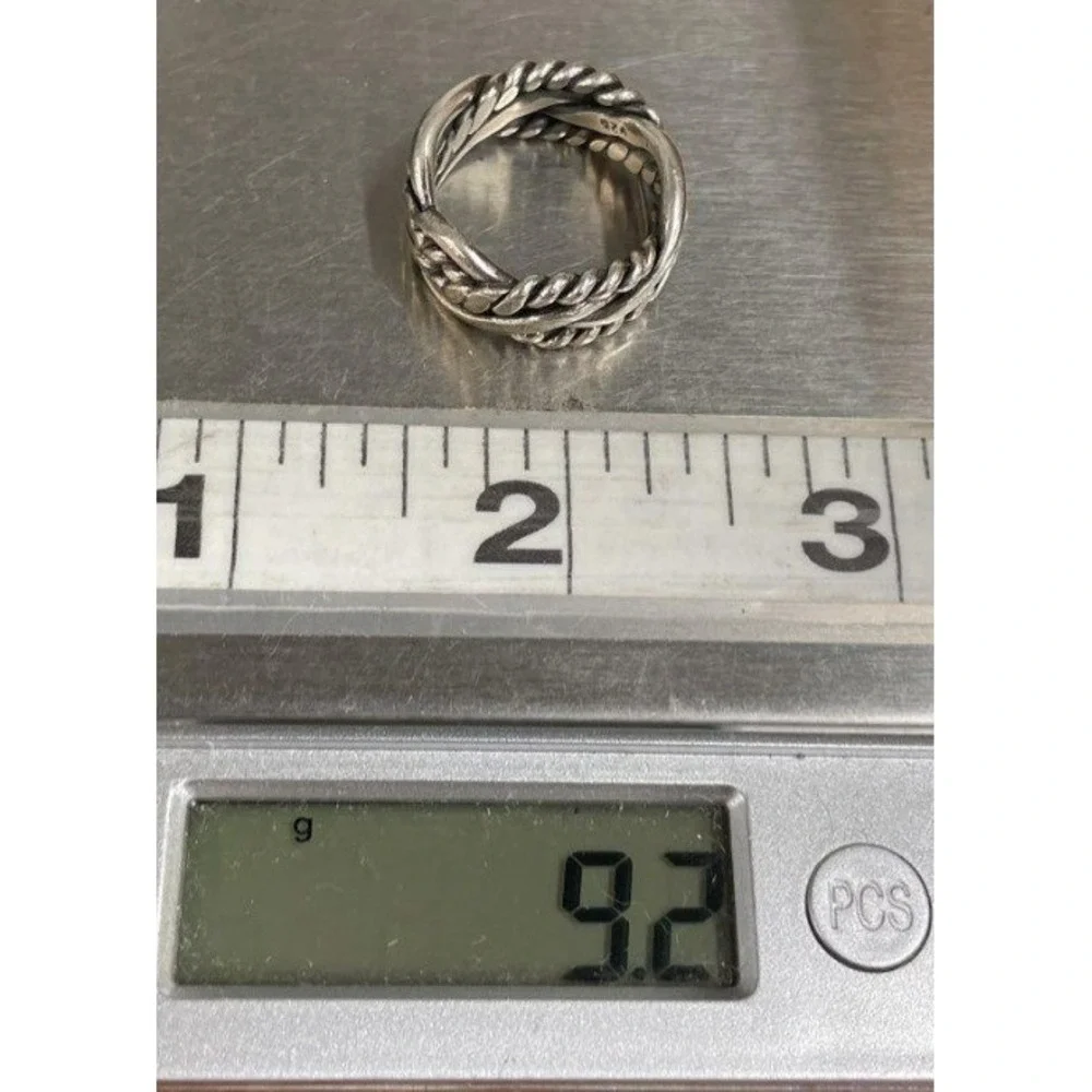Vintage Mexico 925 Sterling Silver Braided Rope Knot Band Ring Size 6.5 9.2g
